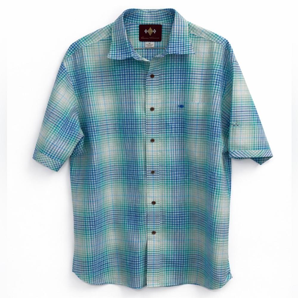 Russell Simmons Argyle Culture Short Sleeve Button Down Shirt | Men’s 2XL